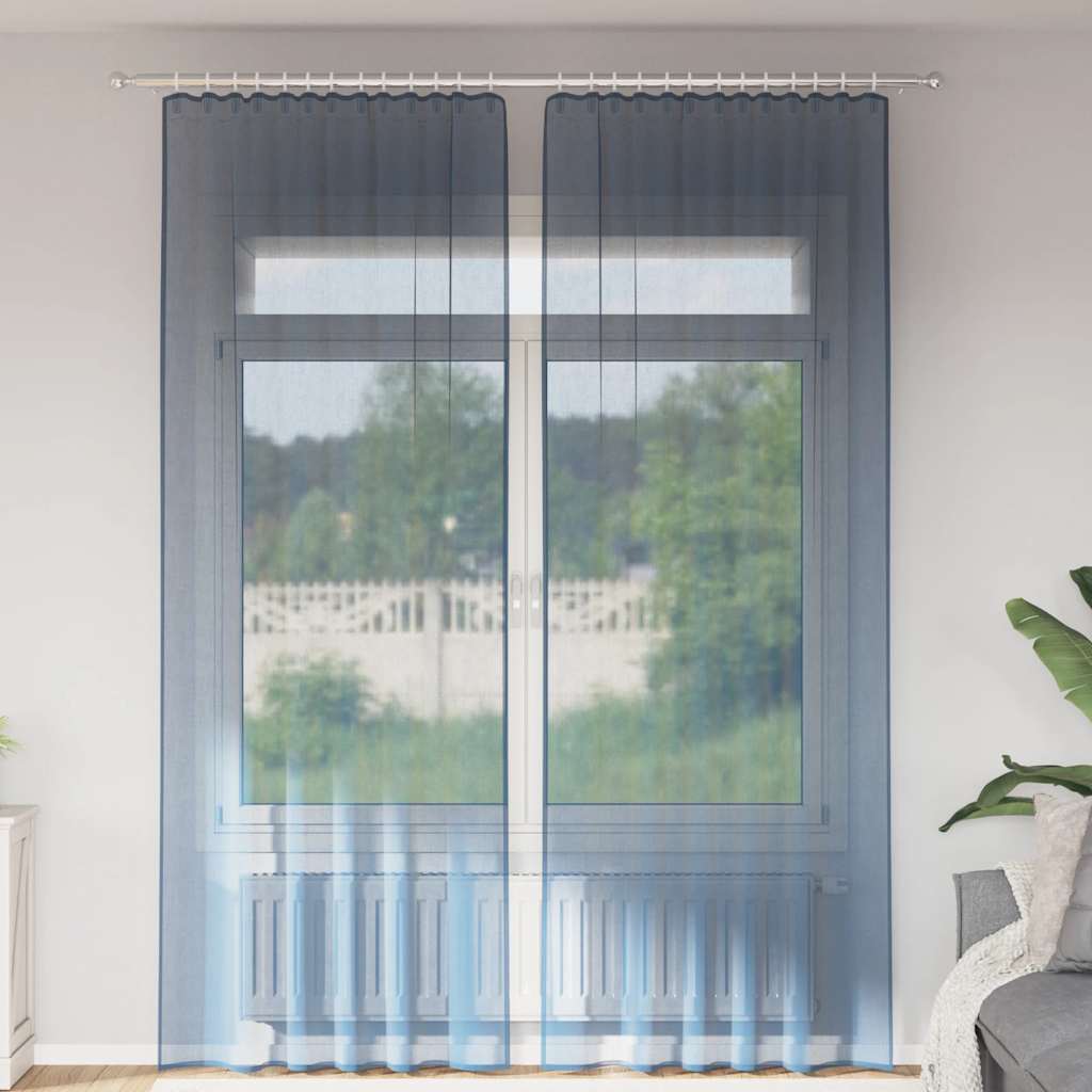 Cortinas de gasa con bolsillos para varillas 2 uds. amarillo