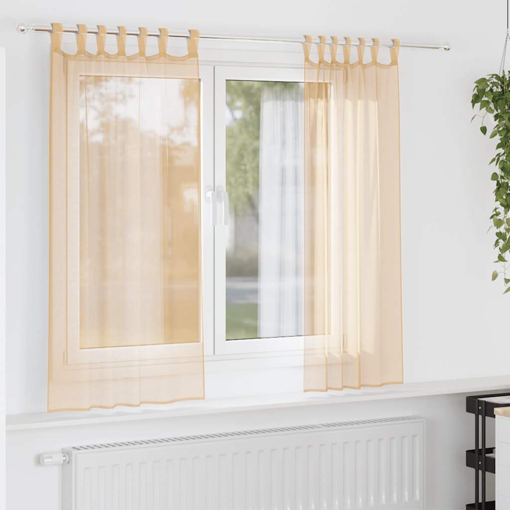 Cortinas de gasa con bolsillos para varillas 2 uds. amarillo
