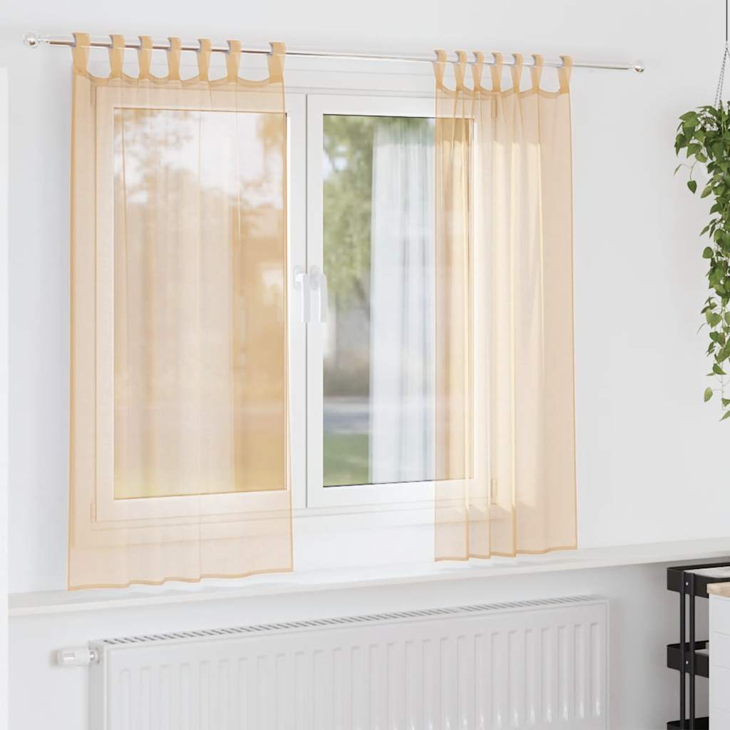 Cortinas de gasa con bolsillos para varillas 2 uds. amarillo