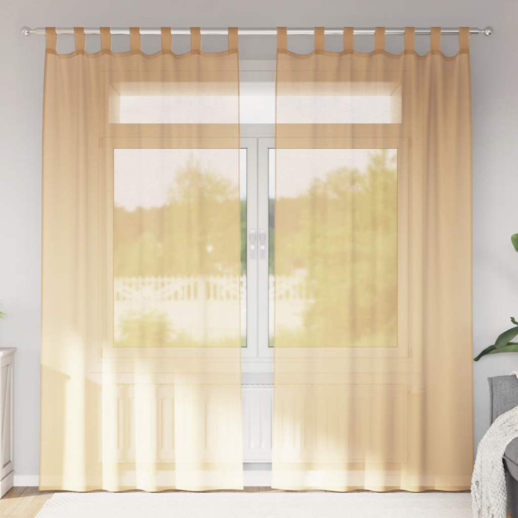 Cortinas de gasa con bolsillos para varillas 2 uds. amarillo
