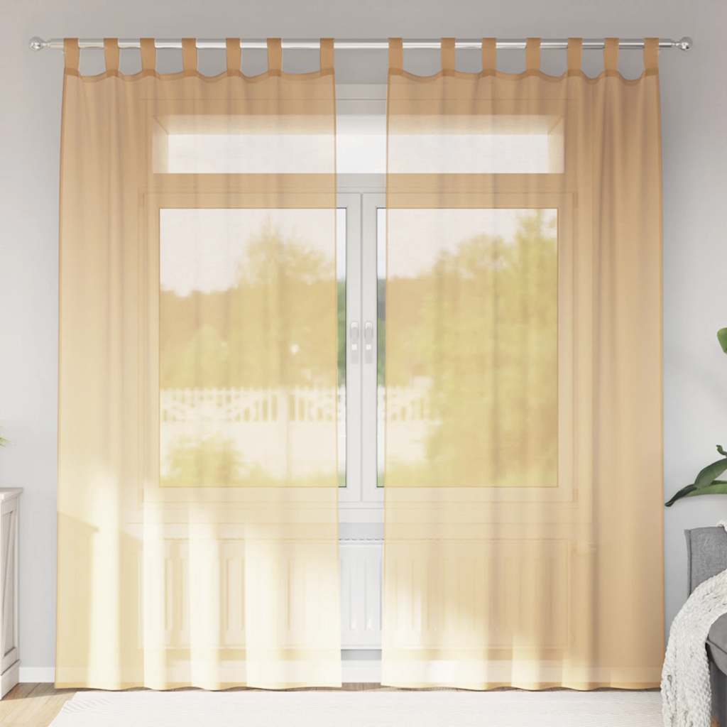 Cortinas de gasa con bolsillos para varillas 2 uds. amarillo