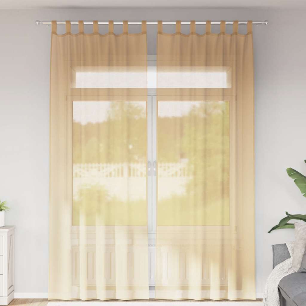 Cortinas de gasa con bolsillos para varillas 2 uds. amarillo