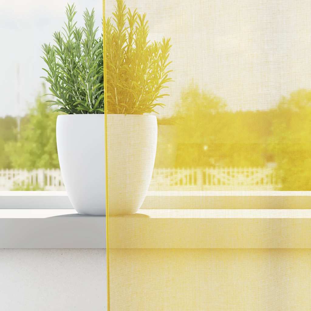 Cortinas de gasa con bolsillos para varillas 2 uds. amarillo