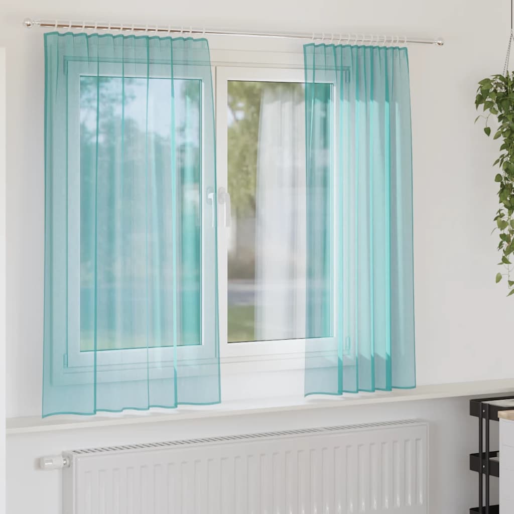 Cortinas de gasa con bolsillos para varillas 2 uds. amarillo