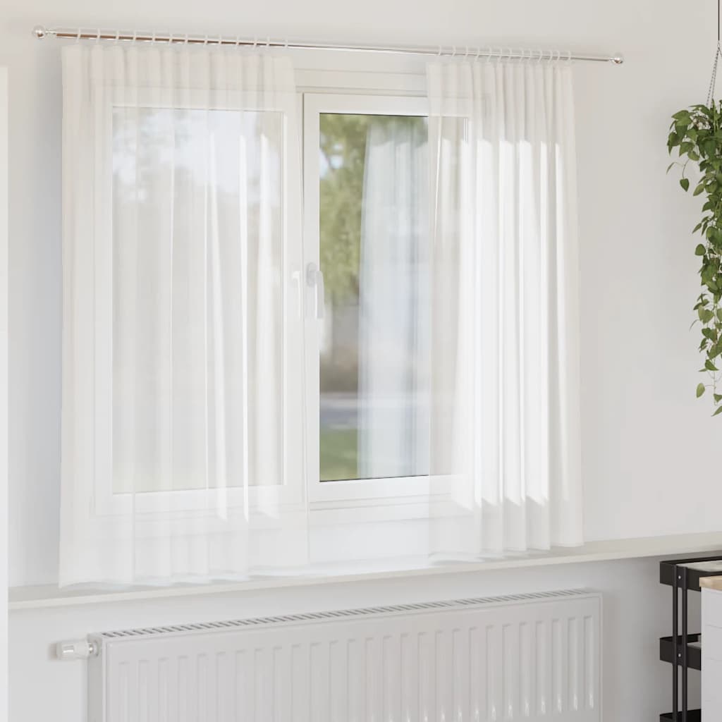 Cortinas de gasa con bolsillos para varillas 2 uds. amarillo