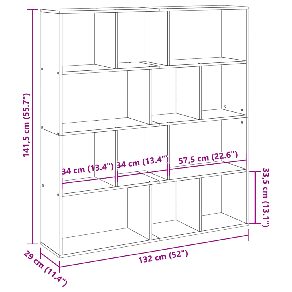 Estantería de madera de ingeniería envejecida 132x29x141,5 cm