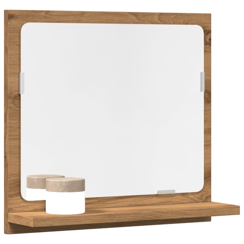 Armario con espejo baño madera marrón roble 60x16x60 cm