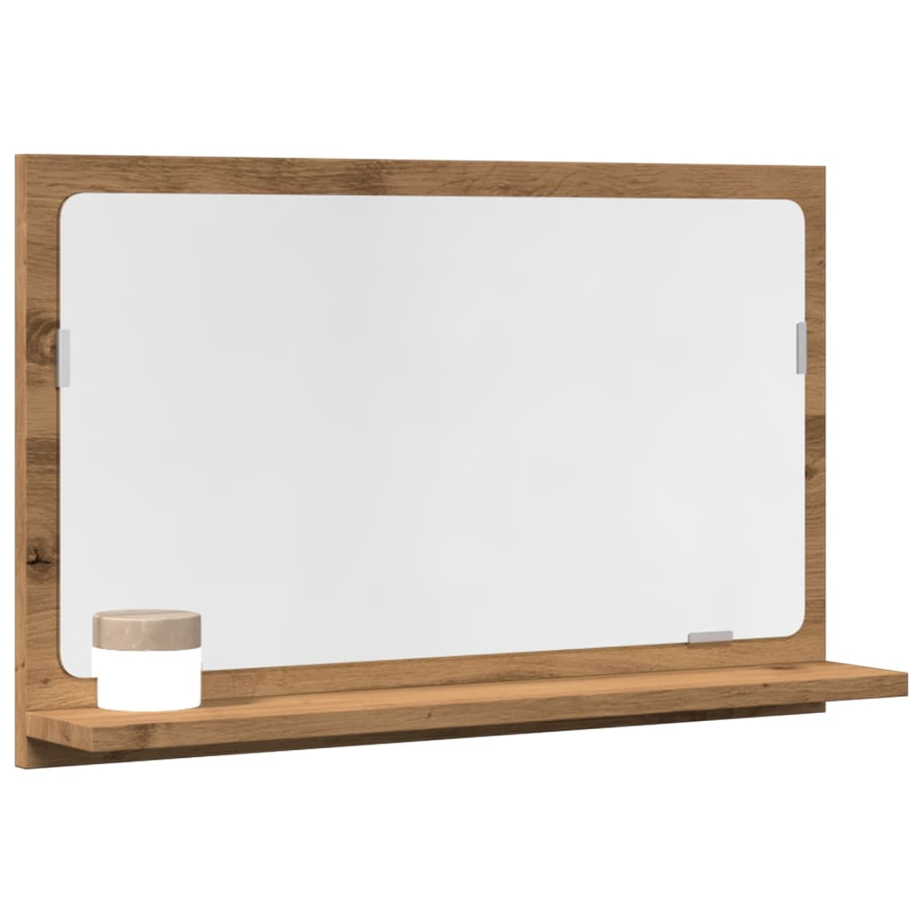 Armario con espejo baño madera marrón roble 60x16x60 cm
