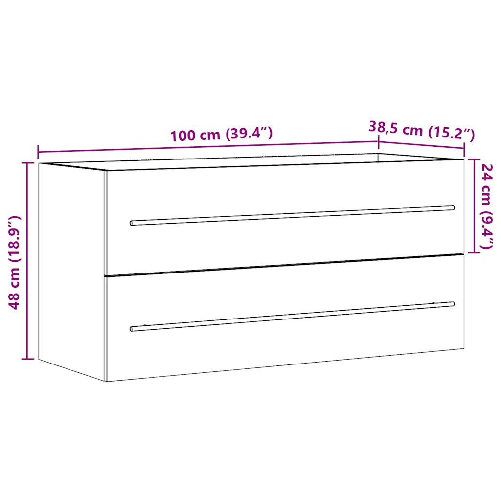 Armario para lavab contrachapada color roble 100x38,5x48 cm