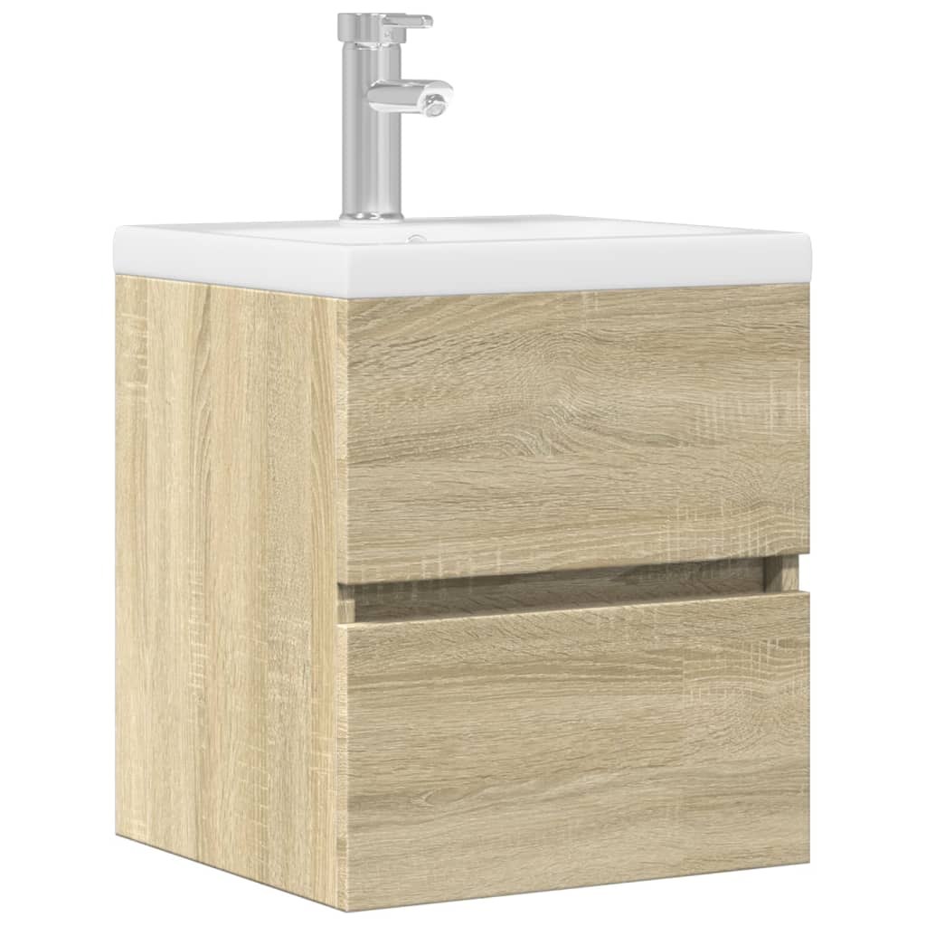Armario de lavabo madera ingeniería gris hormigón 41x38,5x45 cm