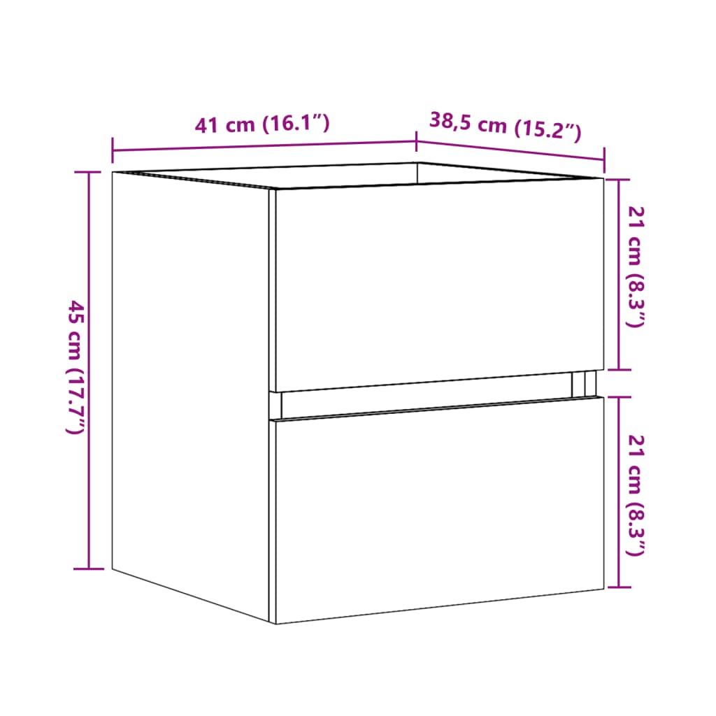 Armario de lavabo madera ingeniería gris hormigón 41x38,5x45 cm