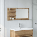 Armario con espejo baño madera marrón roble 60x16x60 cm