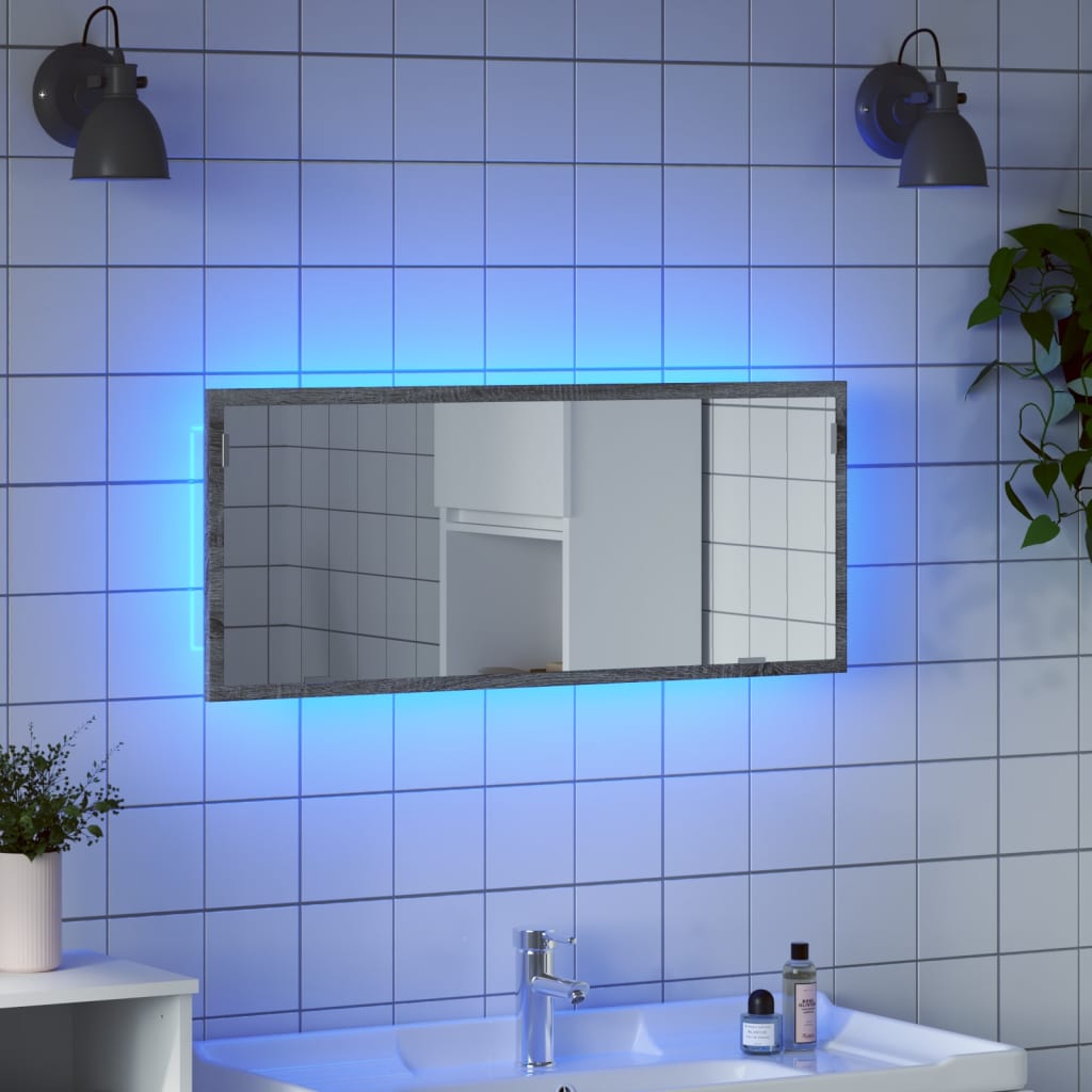 Espejo de baño con luces LED roble negro 60x8,5x37 cm
