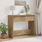 Mesa consola madera de ingeniería roble artesanal 89x41x76,5 cm