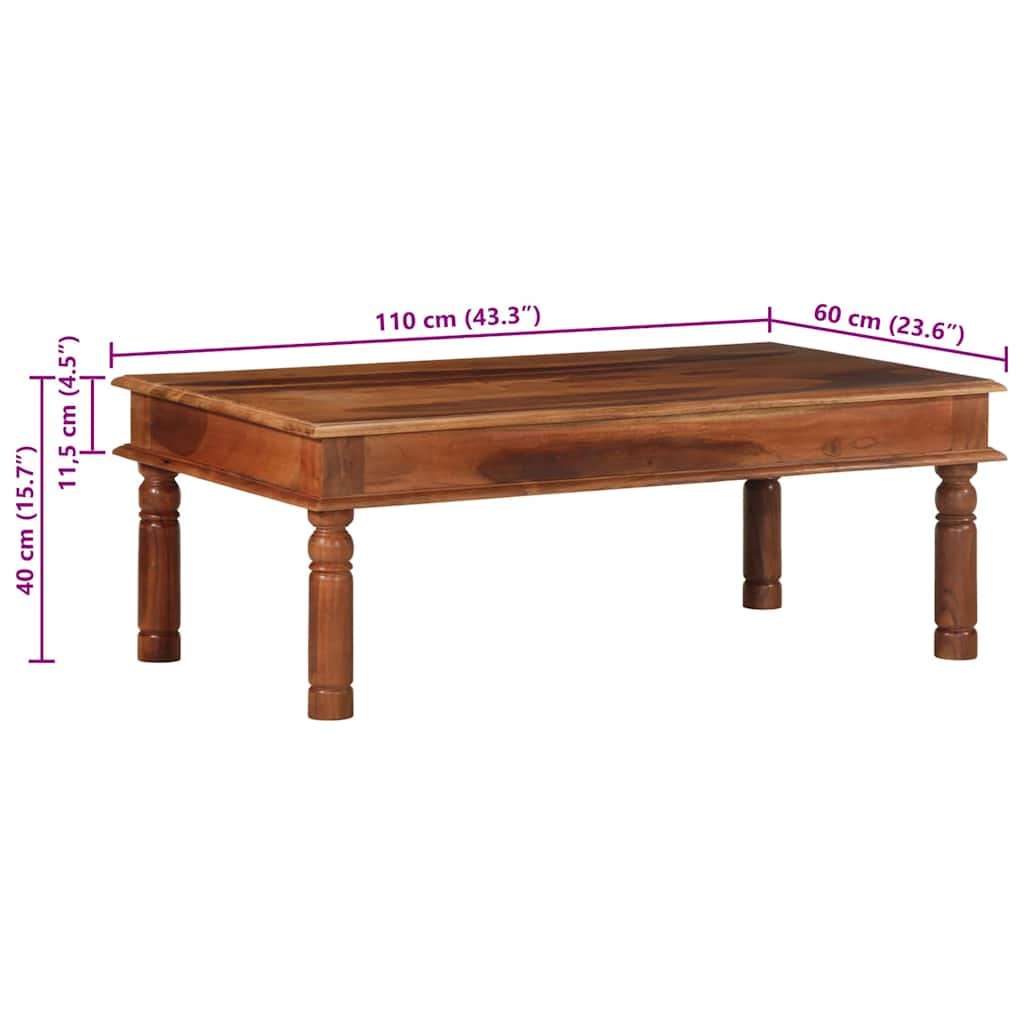 Mesa de centro de madera maciza 110x60x40 cm acacia