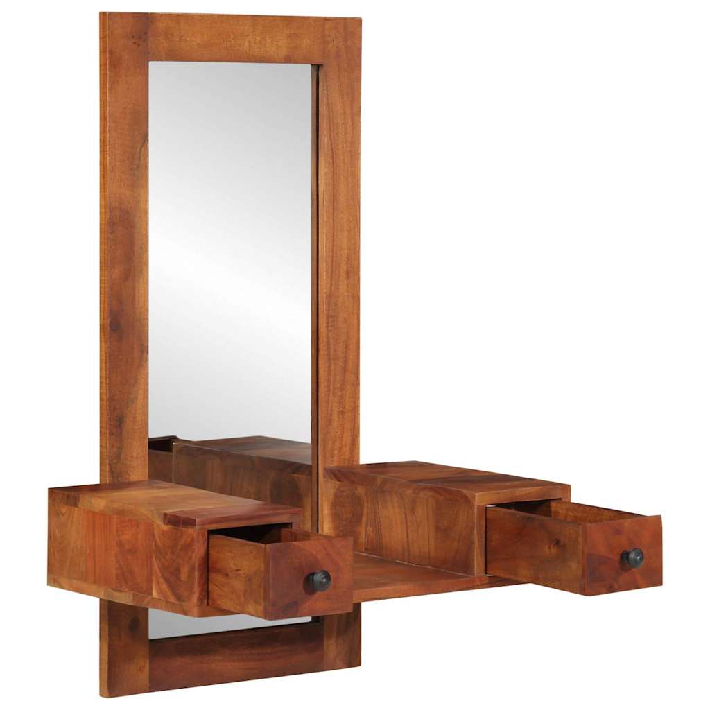 Espejo de pared con cajones madera maciza de acacia 60x33x90 cm