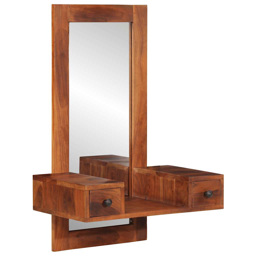 Espejo de pared con cajones madera maciza de acacia 60x33x90 cm