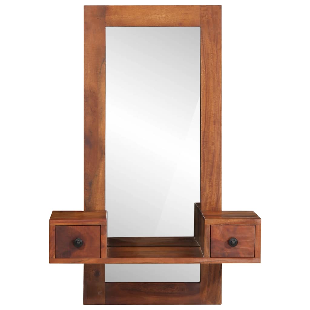 Espejo de pared con cajones madera maciza de acacia 60x33x90 cm