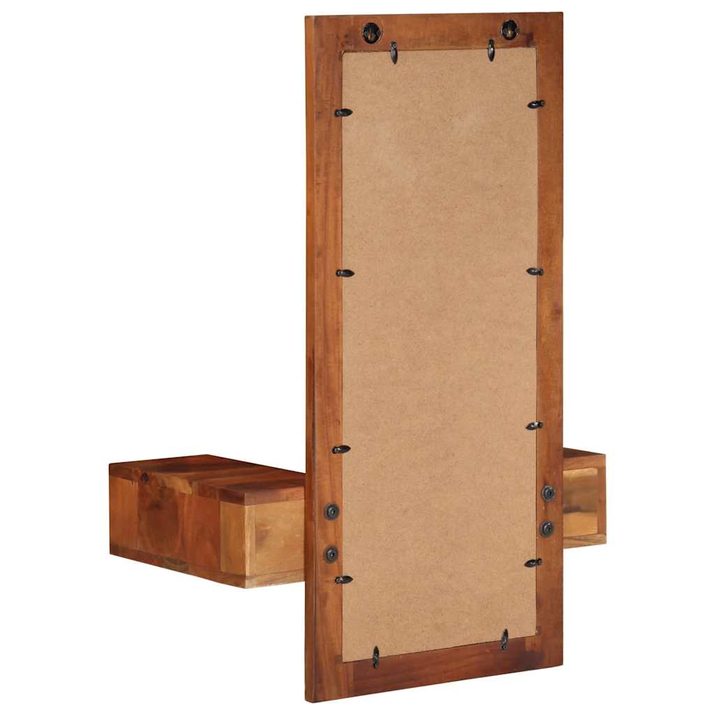 Espejo de pared con cajones madera maciza de acacia 60x33x90 cm