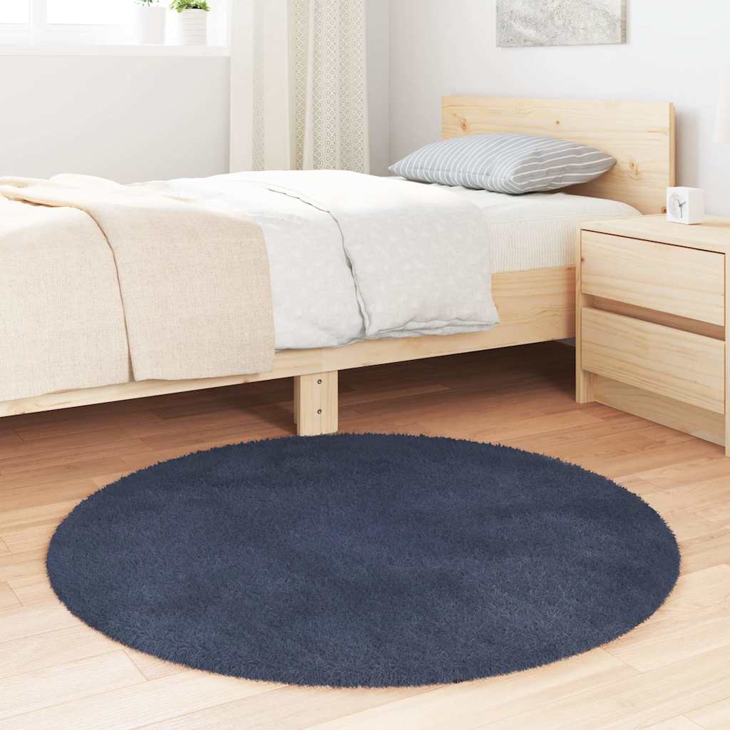 Alfombra de pelo largo NAVARRA azul marino 100x100 cm poliéster