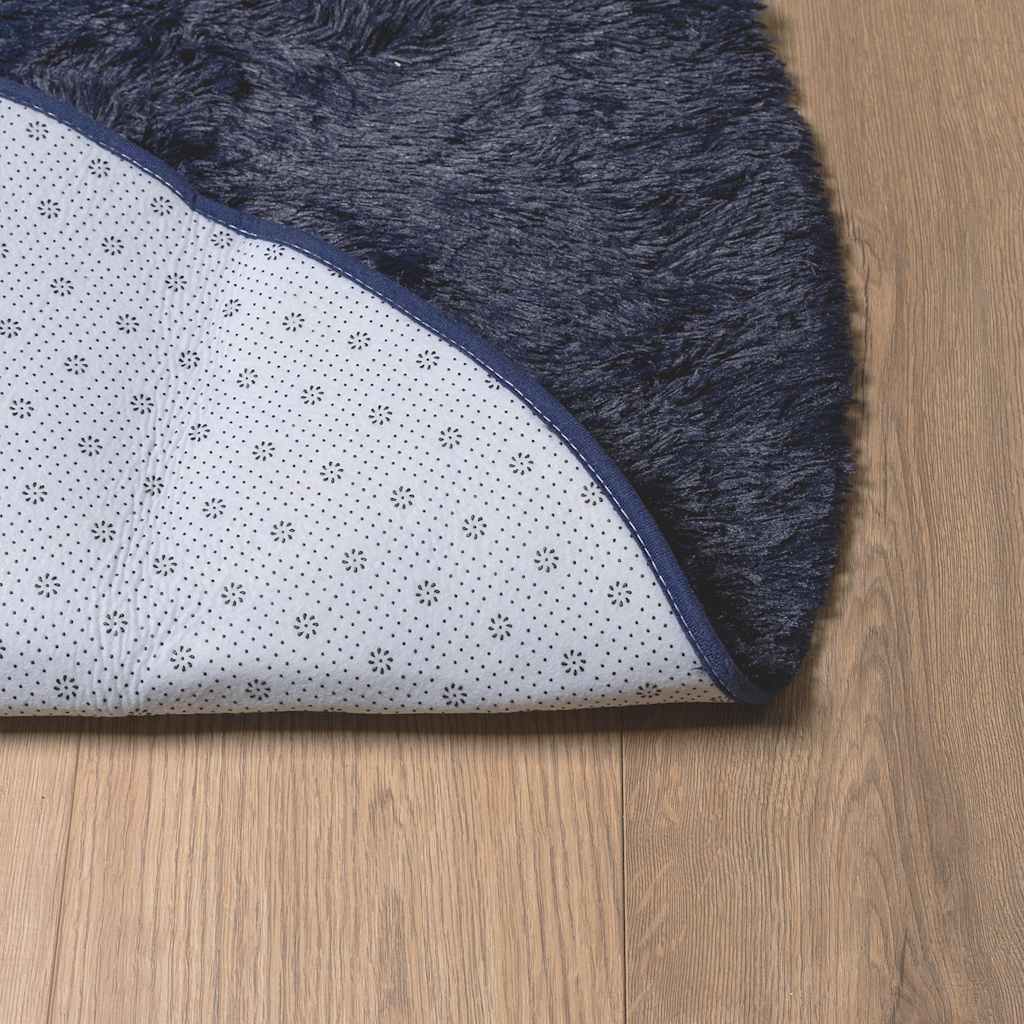 Alfombra de pelo largo NAVARRA azul marino 100x100 cm poliéster