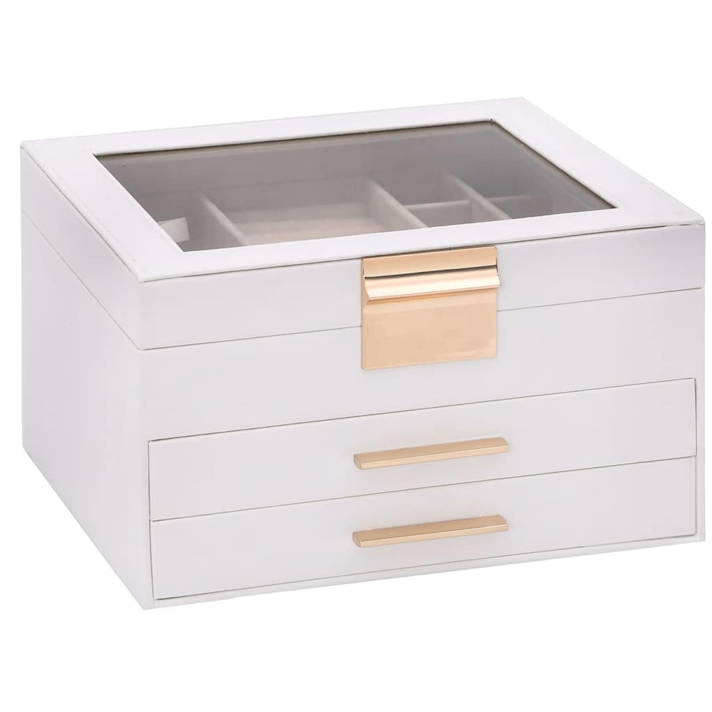 Caja para joyas de 3 niveles blanca 23x20,5x14 cm