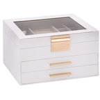 Caja para joyas de 3 niveles blanca 23x20,5x14 cm