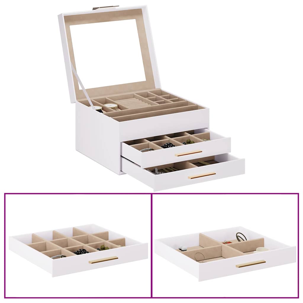 Caja para joyas de 3 niveles blanca 23x20,5x14 cm