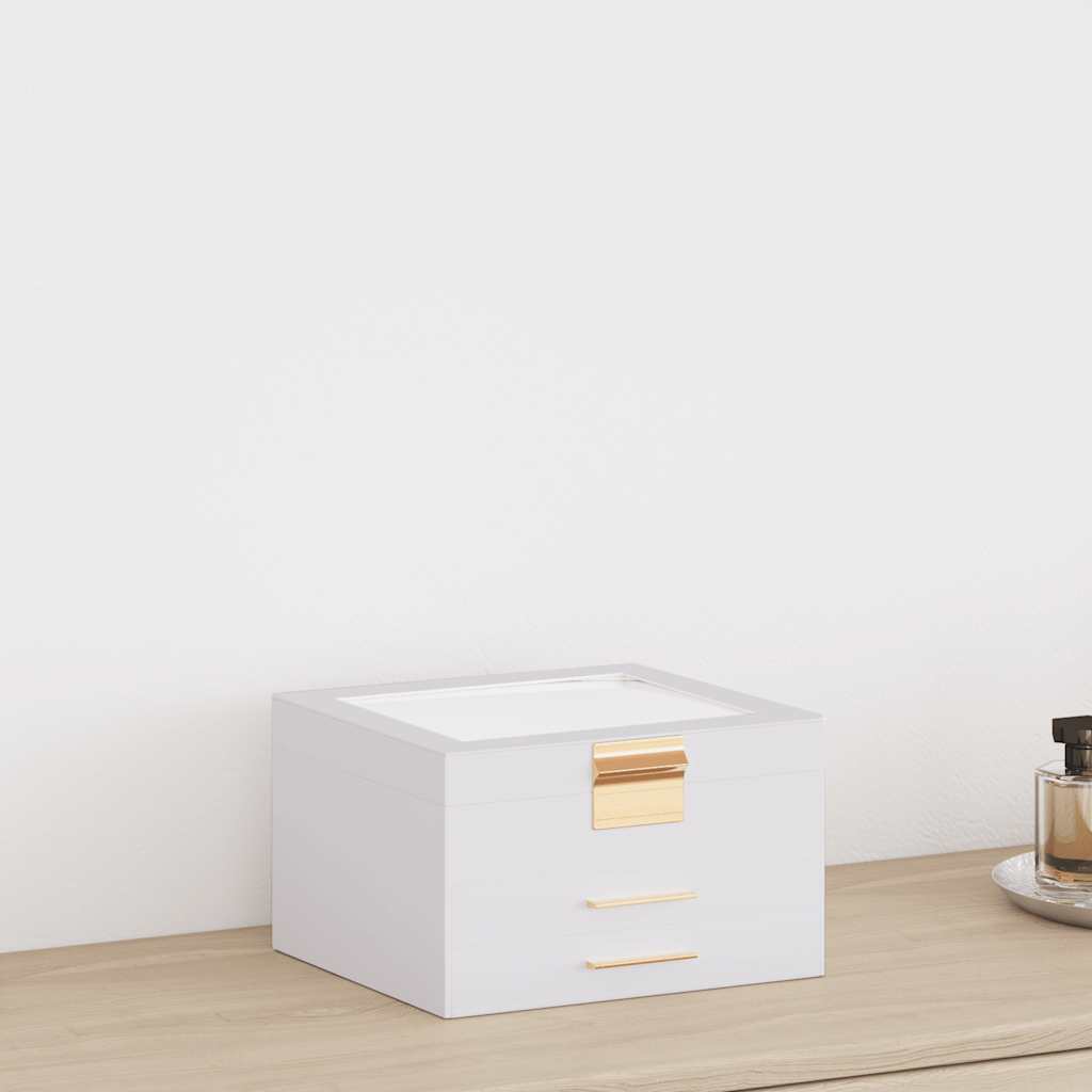 Caja para joyas de 3 niveles blanca 23x20,5x14 cm