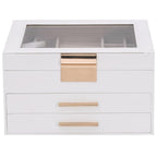 Caja para joyas de 3 niveles blanca 23x20,5x14 cm