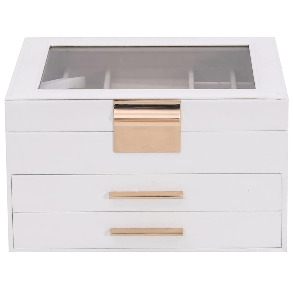 Caja para joyas de 3 niveles blanca 23x20,5x14 cm