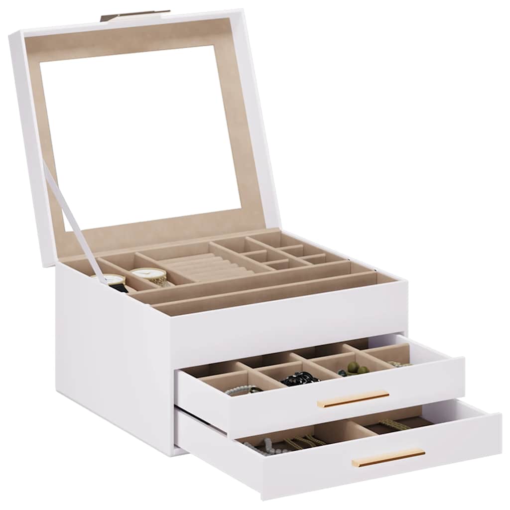 Caja para joyas de 3 niveles blanca 23x20,5x14 cm