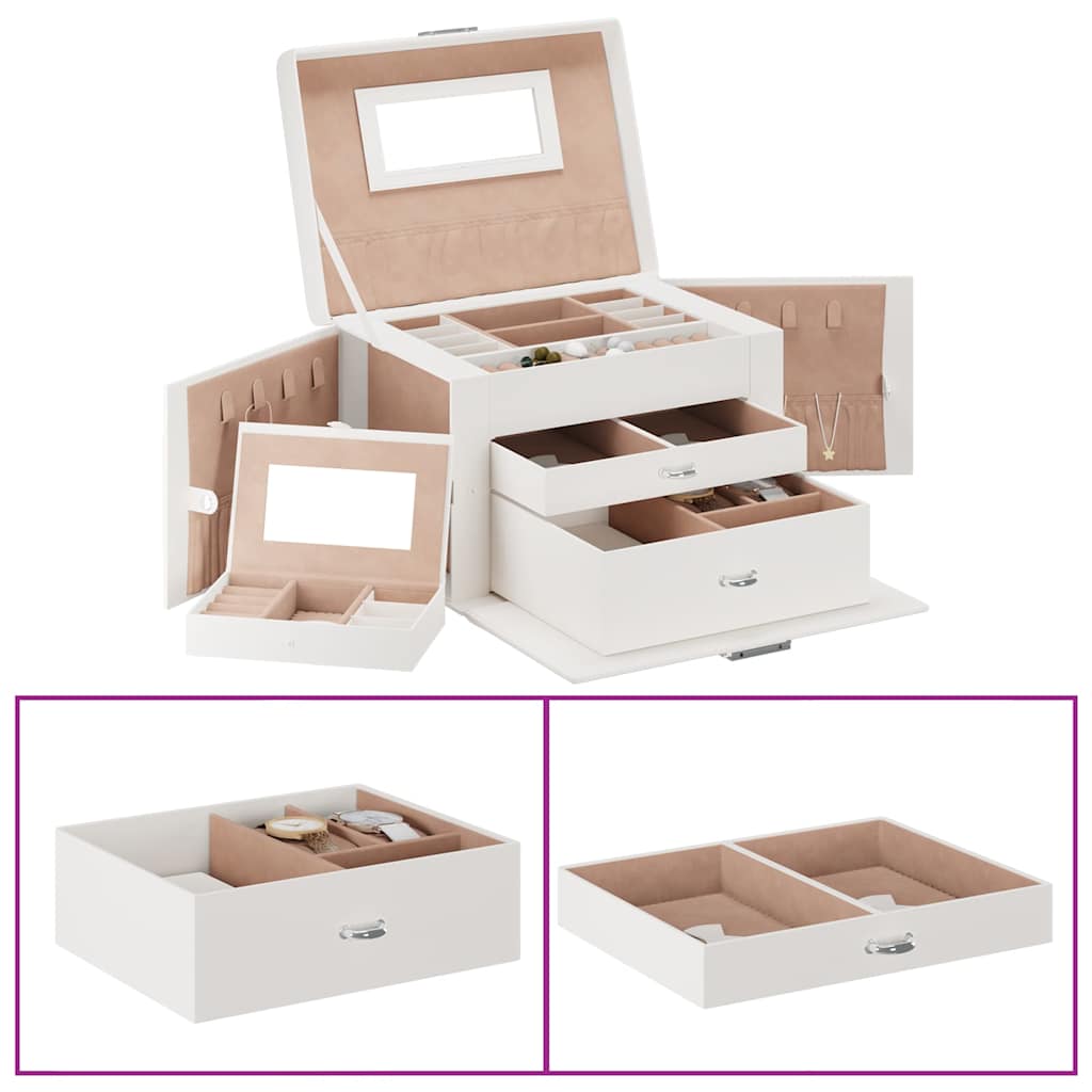 Caja para joyas de 3 niveles blanca 23x20,5x14 cm