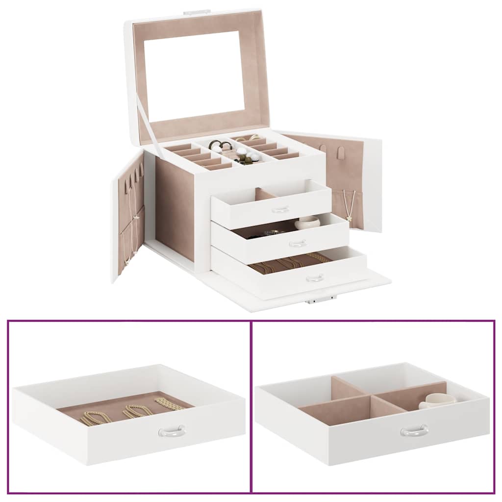 Caja para joyas de 3 niveles blanca 23x20,5x14 cm