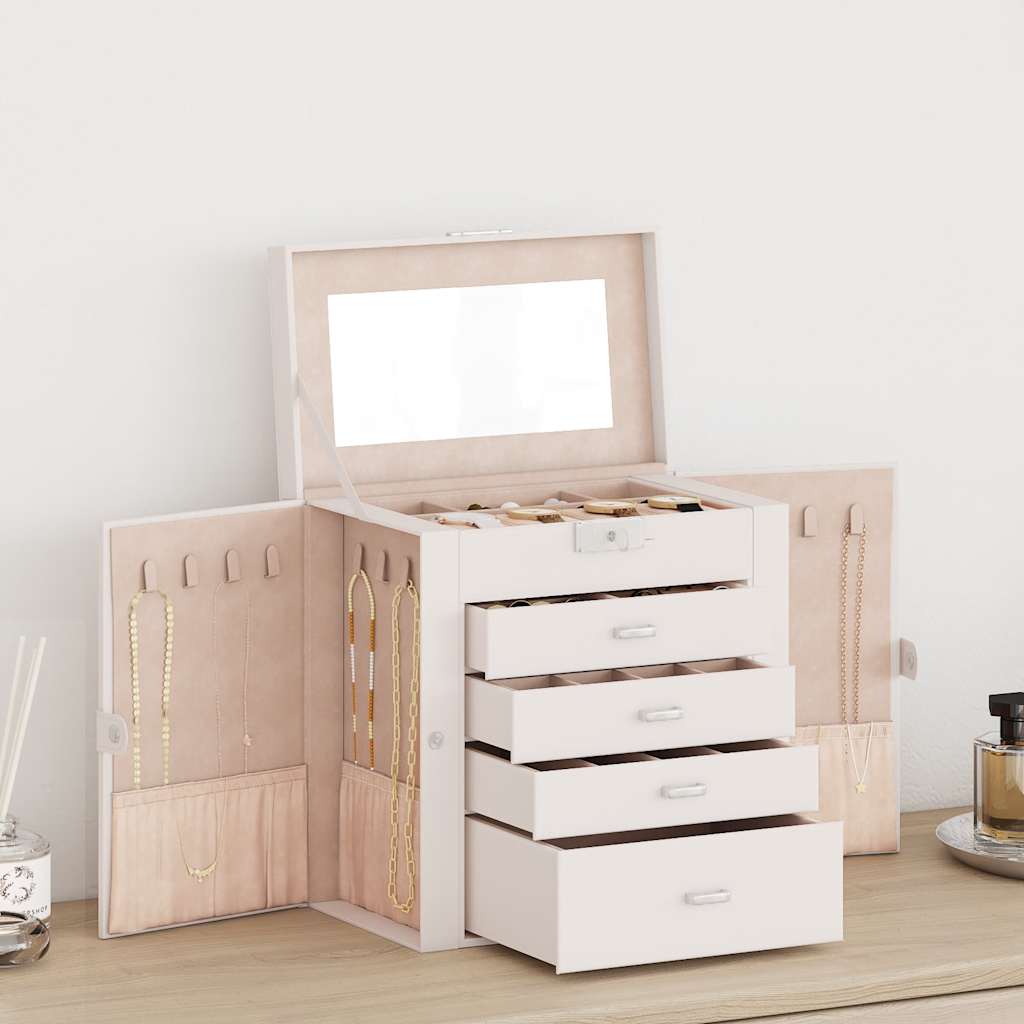 Caja para joyas de 3 niveles blanca 23x20,5x14 cm