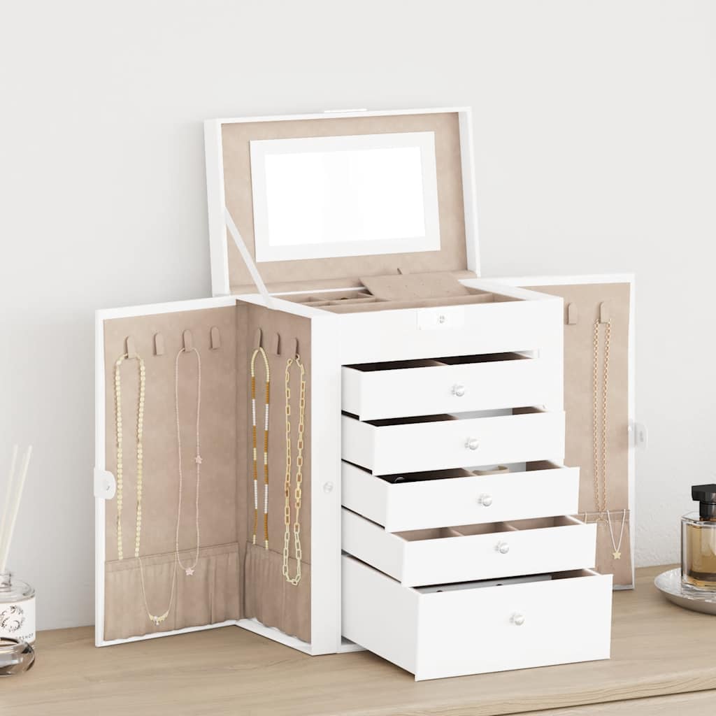 Caja para joyas de 3 niveles blanca 23x20,5x14 cm