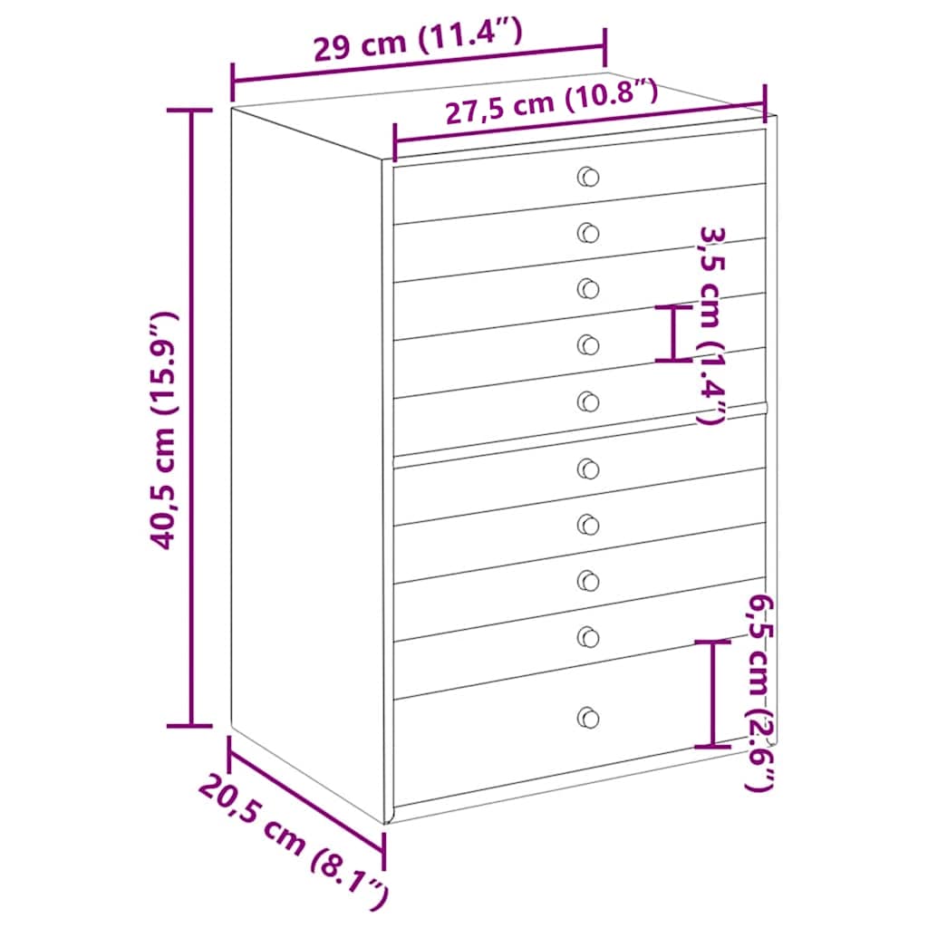 Joyero de 10 niveles con compartimentos para relojes, blanco, 29 x 20,5 x 40,5 cm