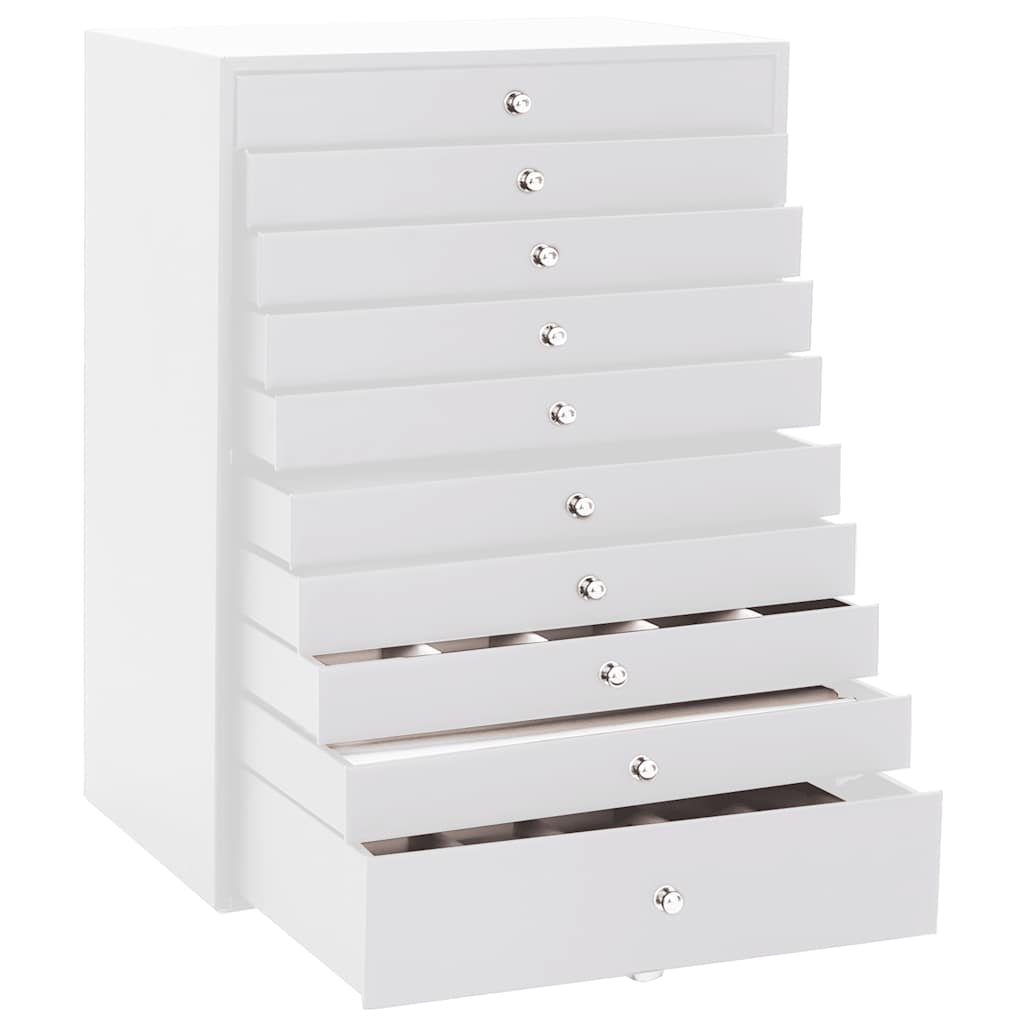 Joyero de 10 niveles con compartimentos para relojes, blanco, 29 x 20,5 x 40,5 cm