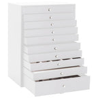 Joyero de 10 niveles con compartimentos para relojes, blanco, 29 x 20,5 x 40,5 cm