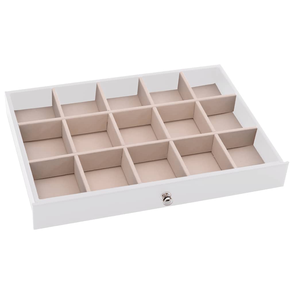 Joyero de 10 niveles con compartimentos para relojes, blanco, 29 x 20,5 x 40,5 cm
