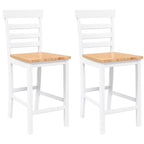 Taburetes de bar 2 uds madera maciza blanca caucho