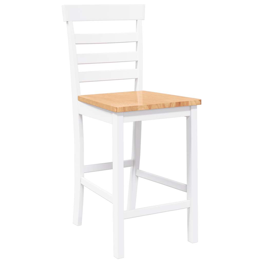 Taburetes de bar 2 uds madera maciza blanca caucho