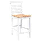 Taburetes de bar 2 uds madera maciza blanca caucho