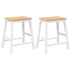 Sillas de bar 2 uds madera maciza blanca caucho