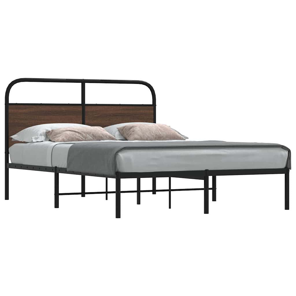 Estructura cama con cabecero sin colchón marrón roble 100x190cm