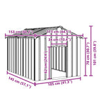Caseta para perros con techo acero galvanizado 113x153x101 cm