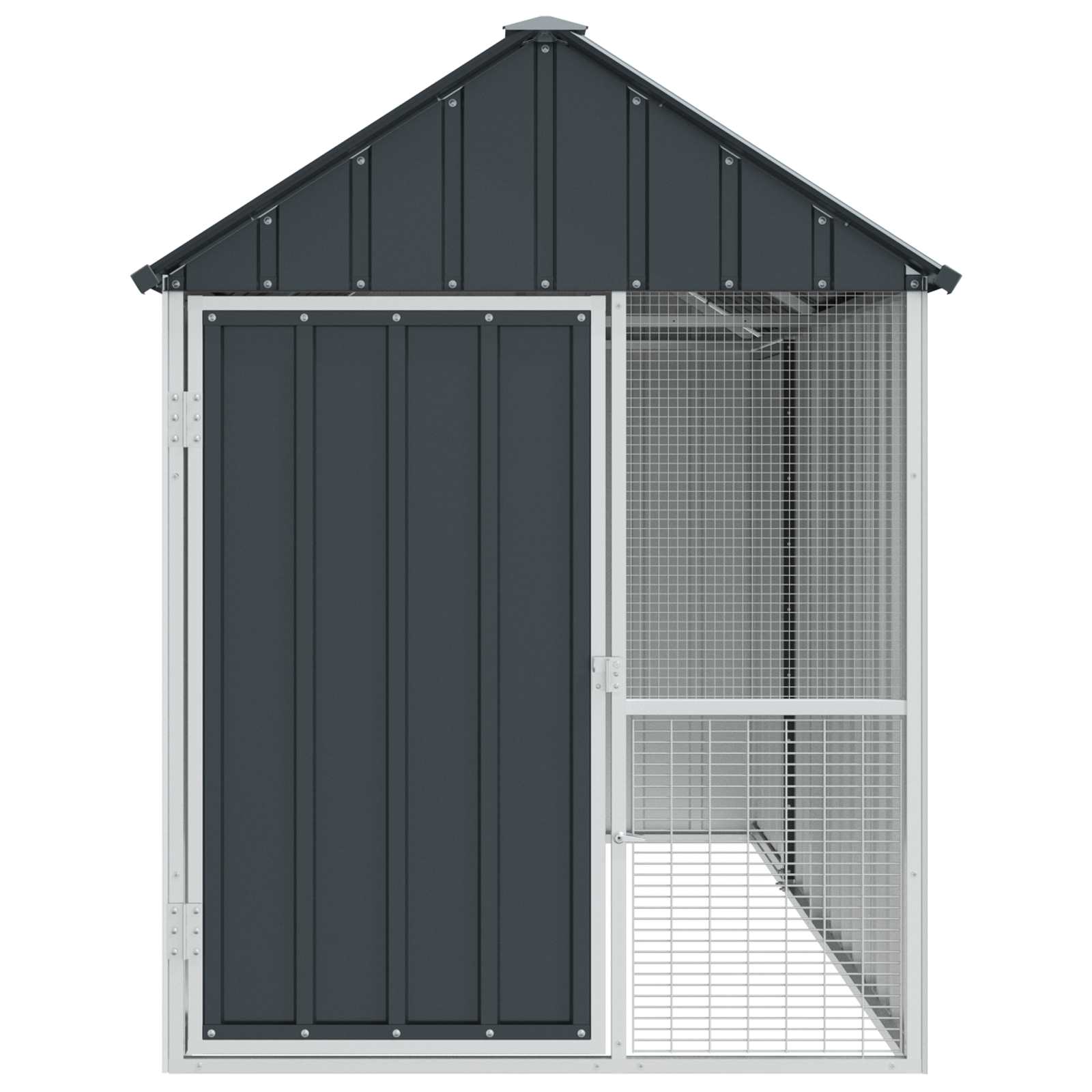 Jaula para Aves Antracita 215 x 112 x 141 cm Acero Galvanizado