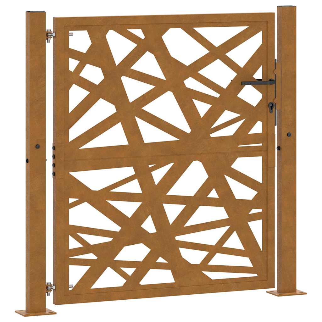 Puerta de jardín 100x100 cm acero corten diseño ligero