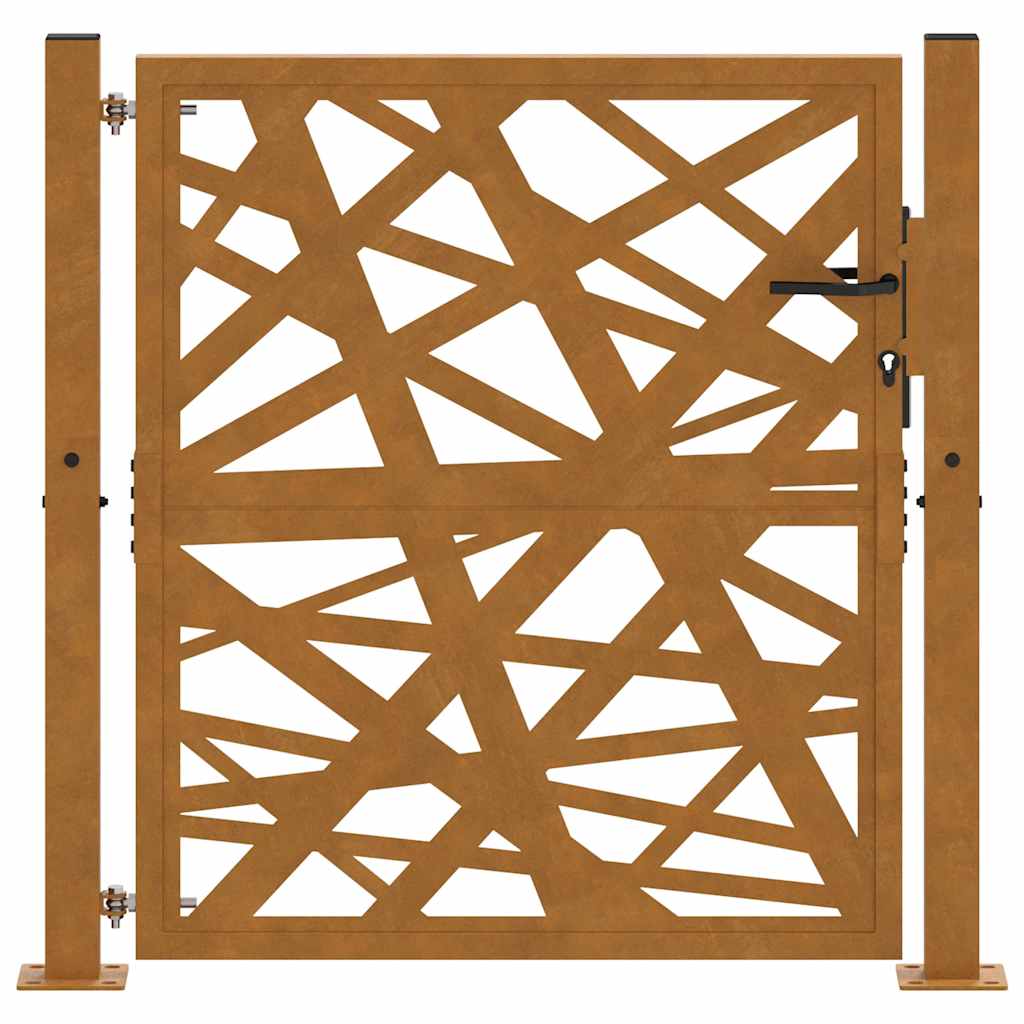 Puerta de jardín 100x100 cm acero corten diseño ligero
