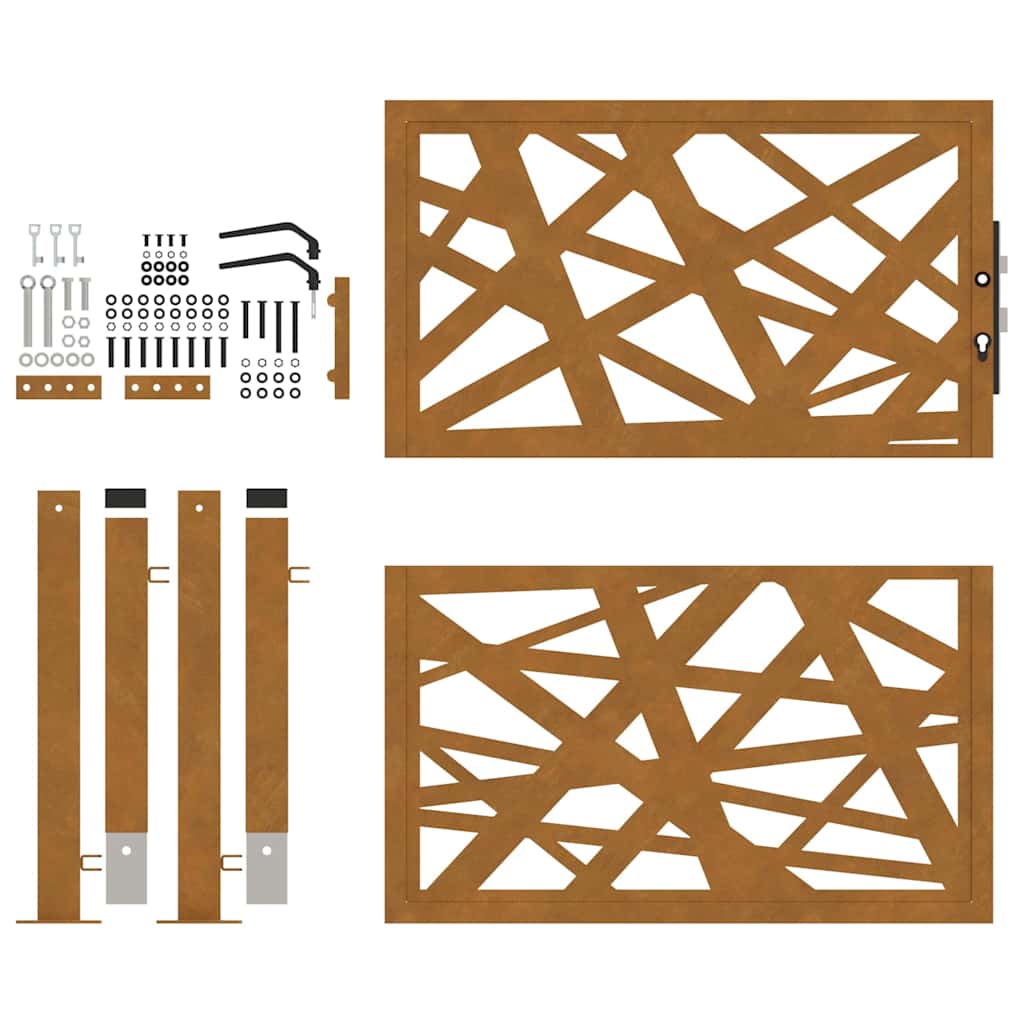 Puerta de jardín 100x100 cm acero corten diseño ligero